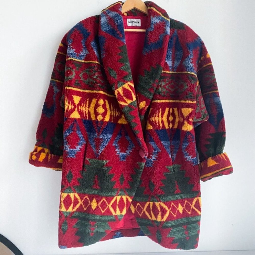 Colorful Geometric Teddy Jacket - Picture 6 of 10